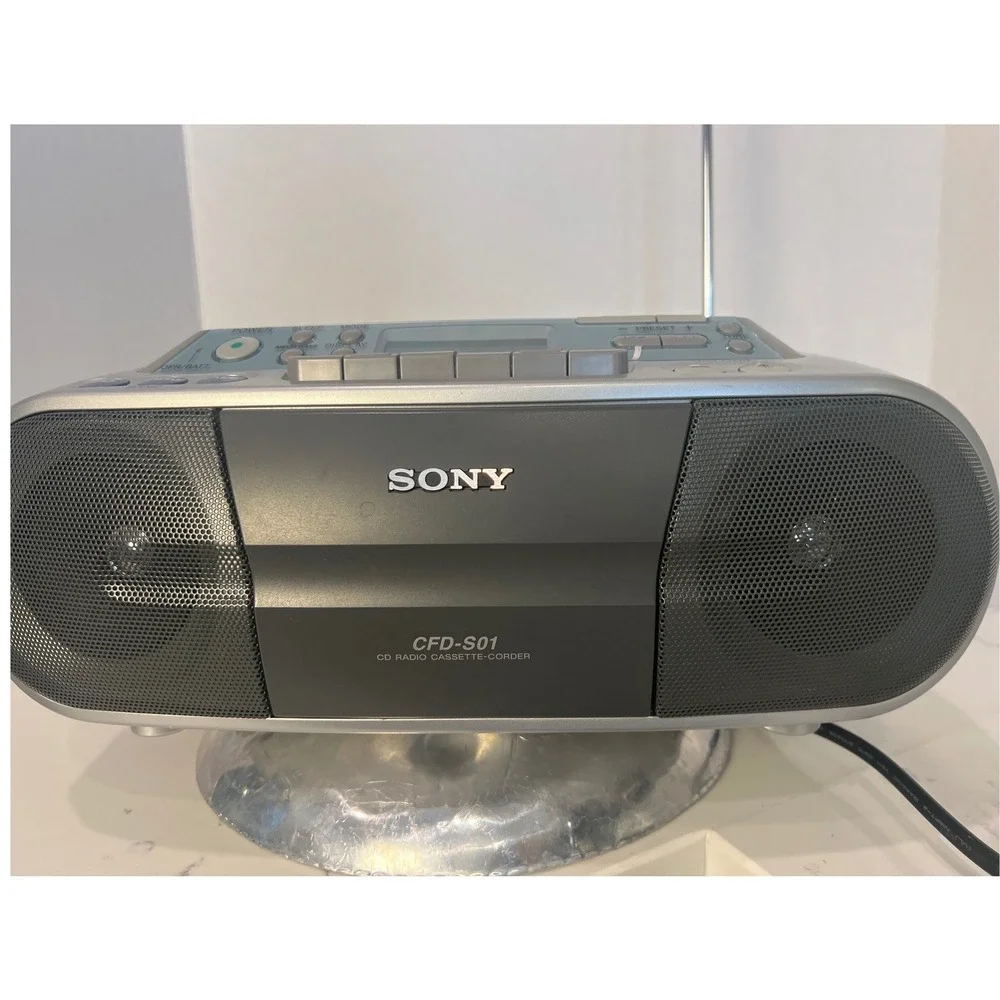 Sony CFD-S01 CD Cassette Boombox AM FM Radio CD-R/RW Mega Bass Tested Works